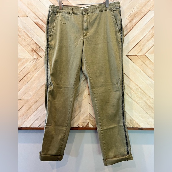 Chino by Anthropologie Women’s Chino Pant Relaxed Fit Green Side Stripe Size 31 - Picture 3 of 8